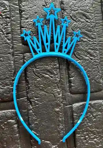 Diadema Balaca Corona Grande Pasta Azul Neon