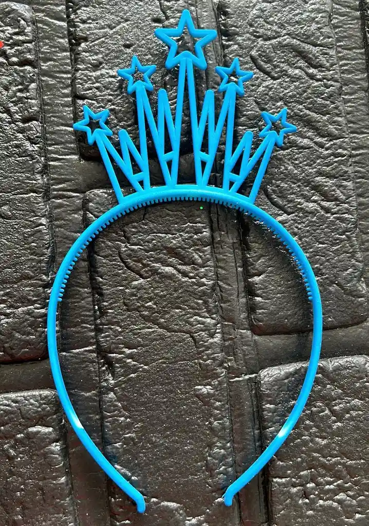 Diadema Balaca Corona Grande Pasta Azul Neon
