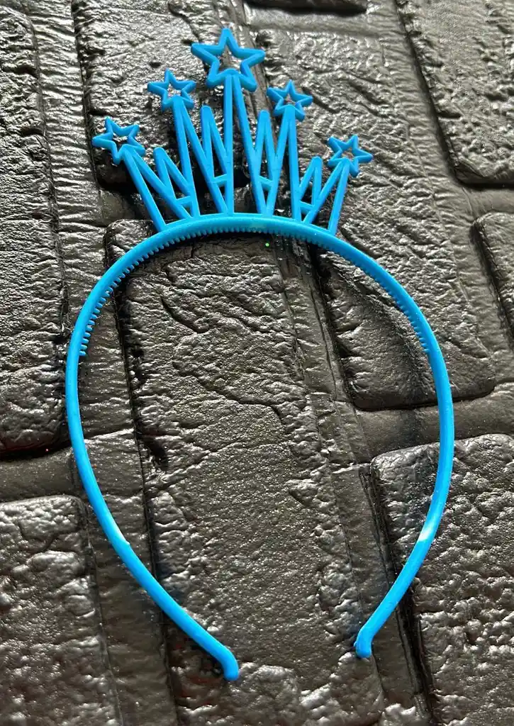 Diadema Balaca Corona Grande Pasta Azul Neon