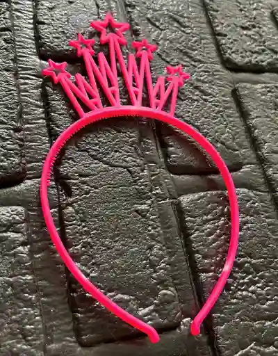 Diadema Balaca Corona Grande Pasta Fucsia Neon