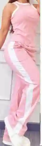 Conjunto Deportivo Rosa Tela Acanalado Talla Unica