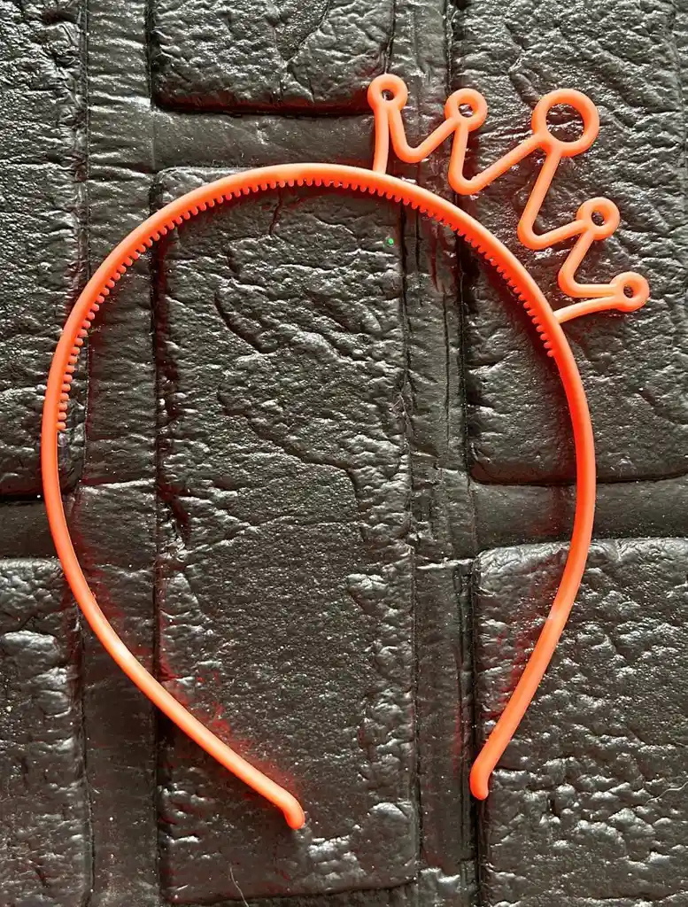 Diadema Balaca Corona Pequeña Pasta Naranja Neon