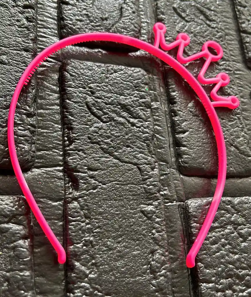 Diadema Balaca Corona Pequeña Pasta Fucsia Neon