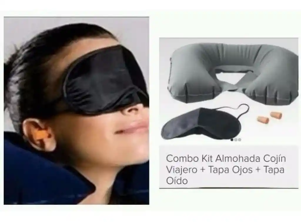 Kit Viajero, Almohada, Cojín Tapa Ojos, Oído, Cojín.