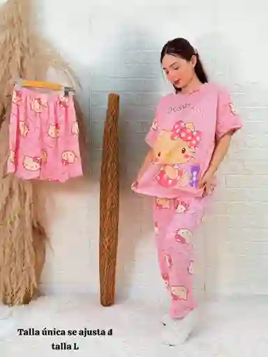 Pijama Dama 3 Piezas Talla Unica Rosa