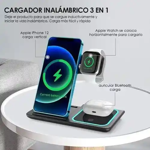 Cargador Inalámbrico 3 En 1 Plegable