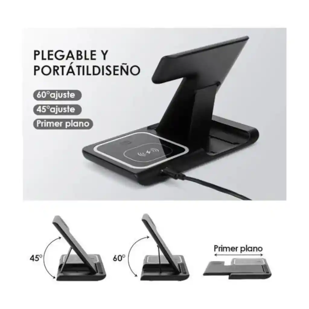 Cargador Inalámbrico 3 En 1 Plegable