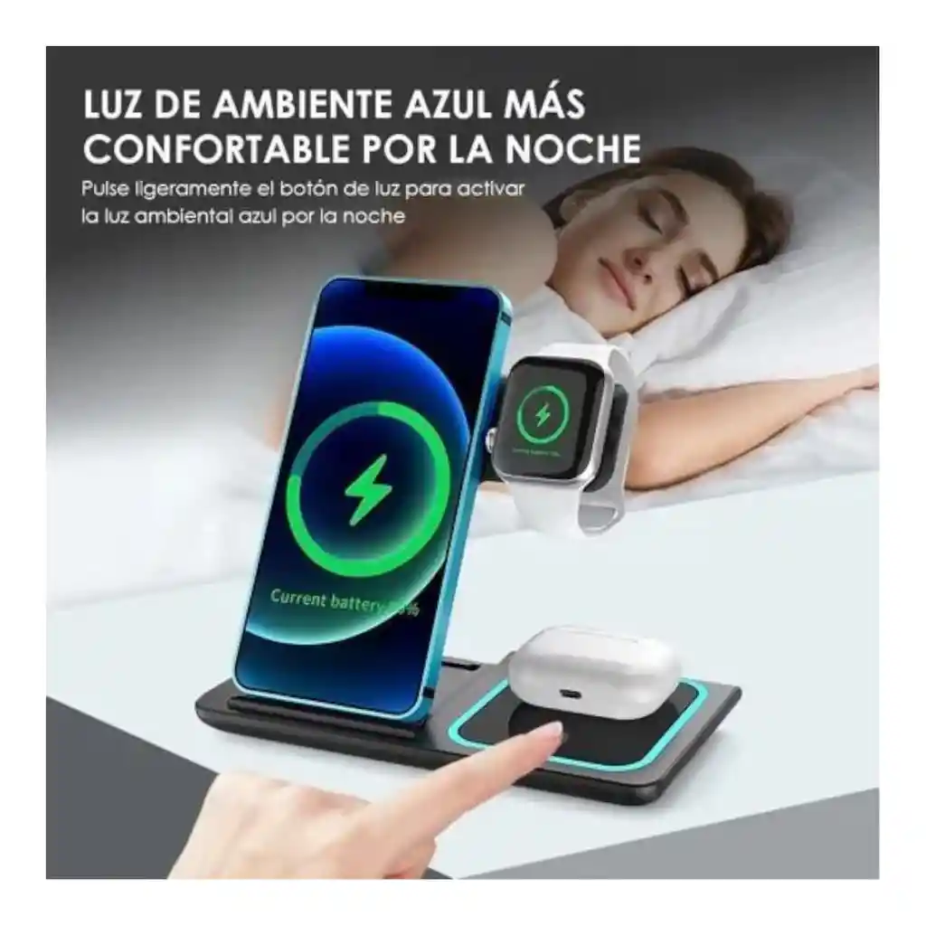 Cargador Inalámbrico 3 En 1 Plegable