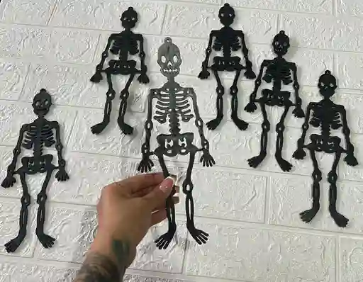 Esqueletos Plasticos Grandes X6 Unidades Negros