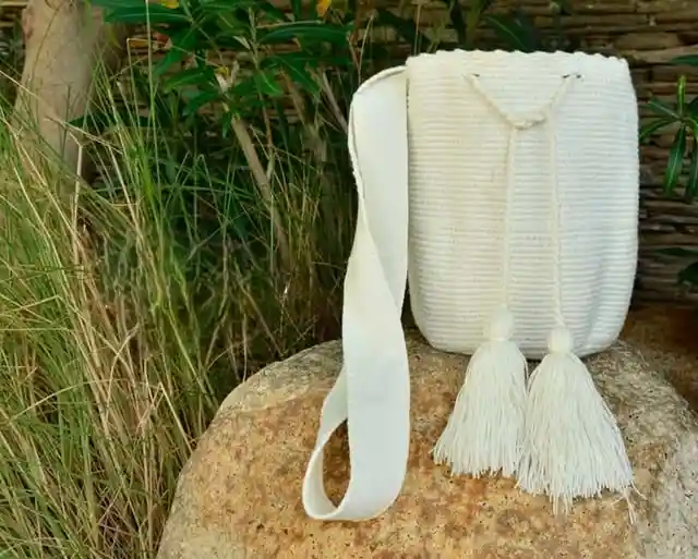 Mochila Wayuu Mediana Blanca