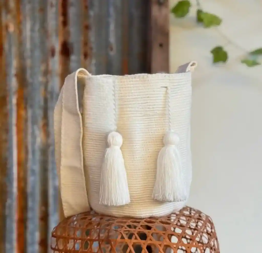 Mochila Wayuu Mediana Blanca