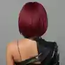 Peluca Corta Lisa Con Flequillo Color Vino Cabello Sintético