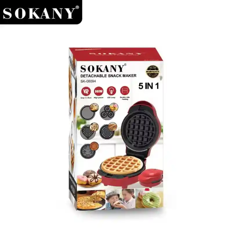 Maquina Eléctrica Waflera 5 En 1 Sokany Antiadherente Multifunción