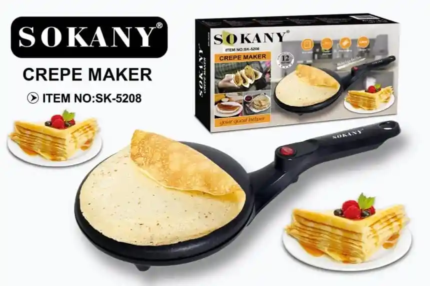 Maquina Eléctrica Crepes Sokany Antiadherente Multifunción