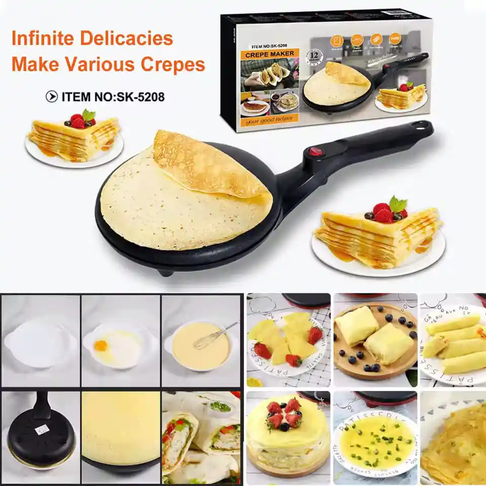 Maquina Eléctrica Crepes Sokany Antiadherente Multifunción