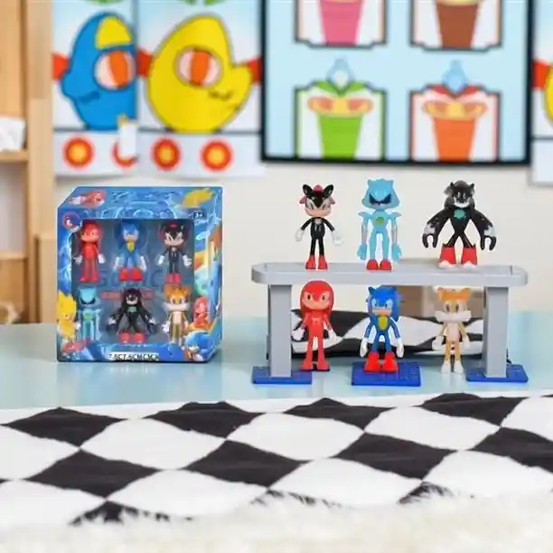 Set Juguete Figura X6 Sonic Articulados Muñecos Acción Para Niños