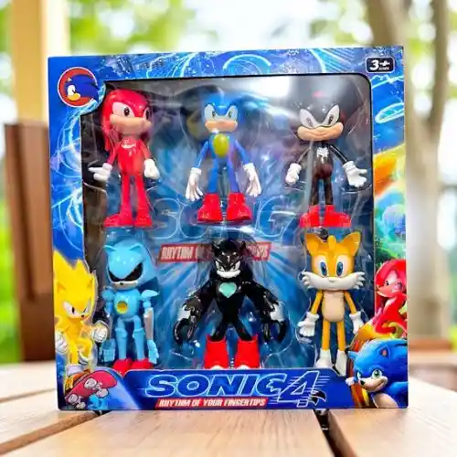 Set Juguete Figura X6 Sonic Articulados Muñecos Acción Para Niños
