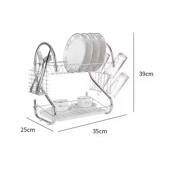 Secador Escurridor De Loza Platos Acero Inoxidable 2 Niveles