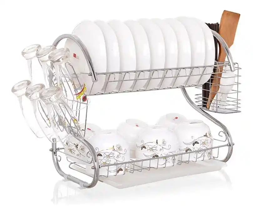 Secador Escurridor De Loza Platos Acero Inoxidable 2 Niveles