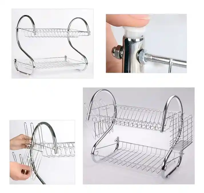 Secador Escurridor De Loza Platos Acero Inoxidable 2 Niveles