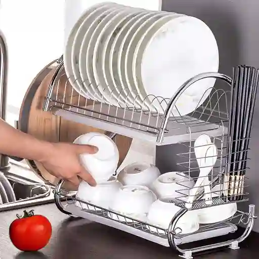 Seca Platos Escurridor Doble Cromado