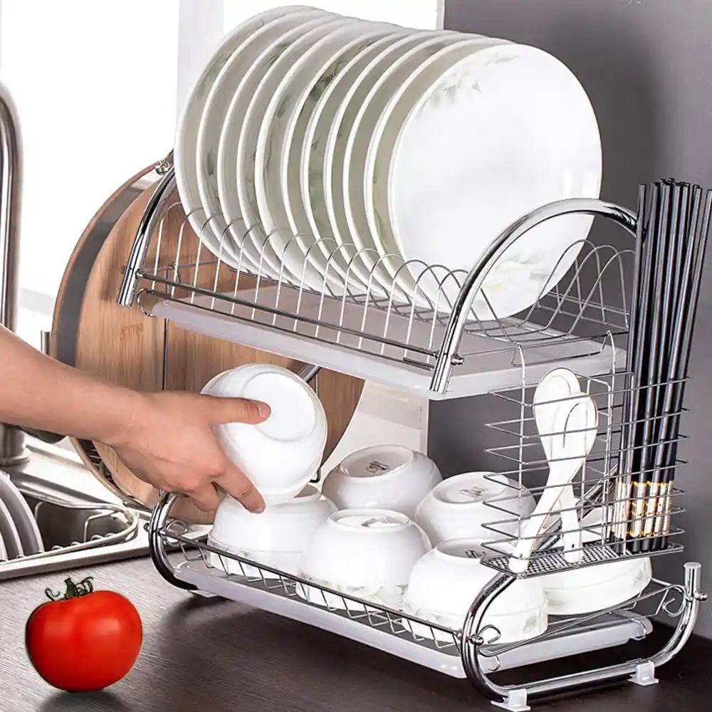 Seca Platos Escurridor Doble Cromado