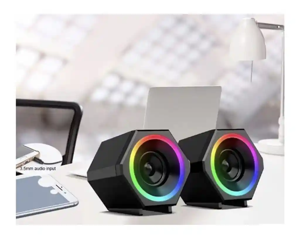 Parlante Stereo 2.0 - Gamer Led - Pc Laptop Tablet Cel Mp4