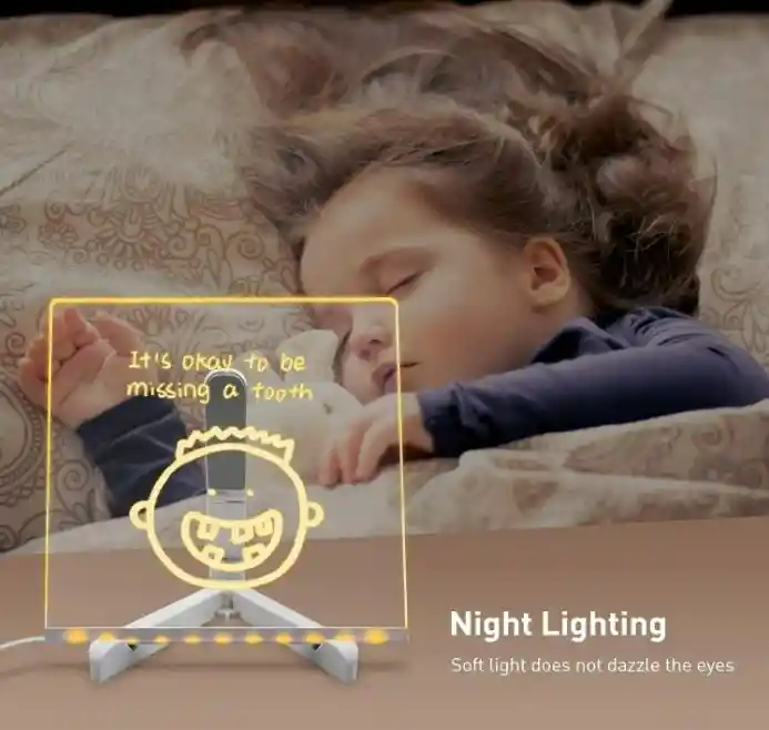 Lampara Pizarra Tablero Dibujo Borrable Luminoso Led 20x30 Cm