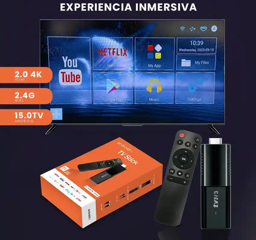Android Tv Stick 4k Hdmi Con Magis Tv, Wifi, Netflix Y Apps Streaming