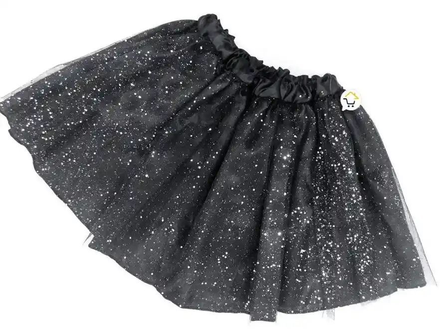 Falda Tutu Negra Escarchada 40x90cm - Halloween