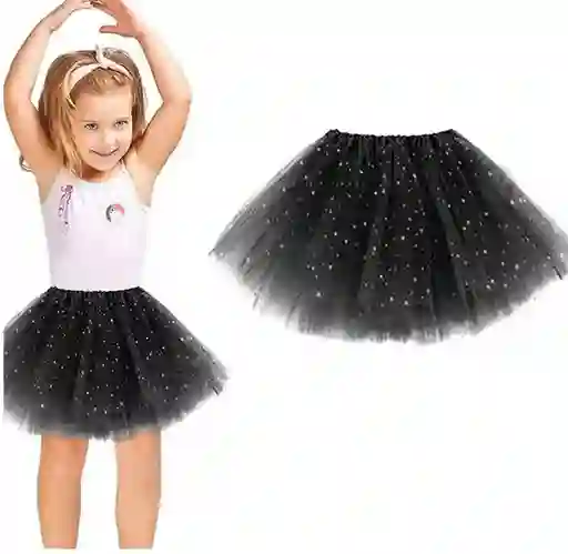 Falda Tutu Negra Escarchada 30x90cm - Halloween