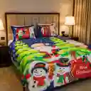 Edredón Navideño Doble Faz Tamaño Doble Pn - Hn/rojo Renos + Cojines