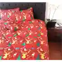 Edredón Navideño Doble Faz Tamaño Doble Pn - Hn/rojo Renos + Cojines