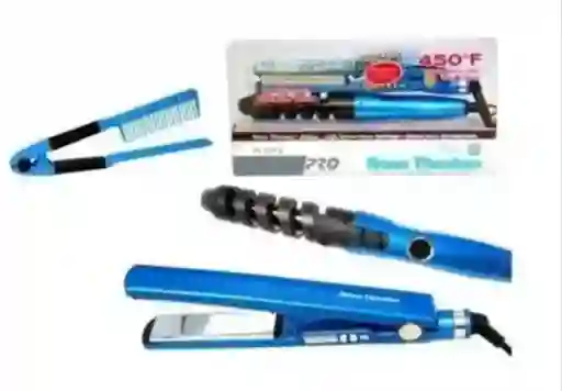 Plancha Nano Titanium + Rizador Curl Perfect 7 En 1 | Combo Wr-901ª