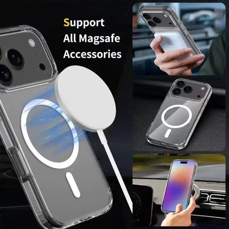 Funda Iphone 17 Transparente Con Imán Incorporado