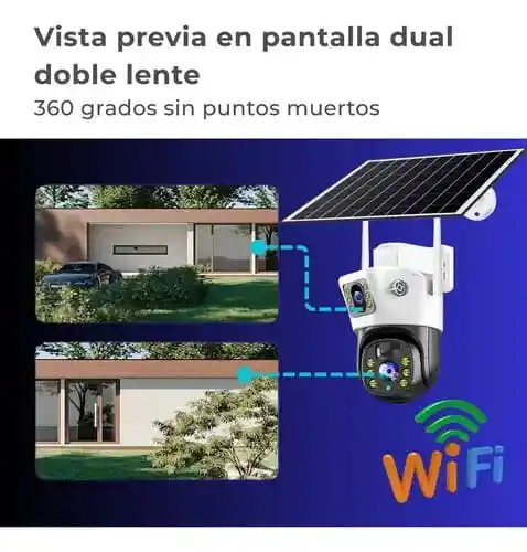 Camara Wifi Solar Exterior/ Camara De Seguridad Con Batería Solar 4k/camara Wifi/ Lente Dual