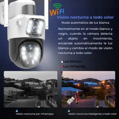 Camara Wifi Solar Exterior/ Camara De Seguridad Con Batería Solar 4k/camara Wifi/ Lente Dual