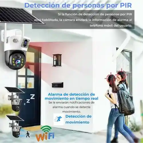 Camara Wifi Solar Exterior/ Camara De Seguridad Con Batería Solar 4k/camara Wifi/ Lente Dual