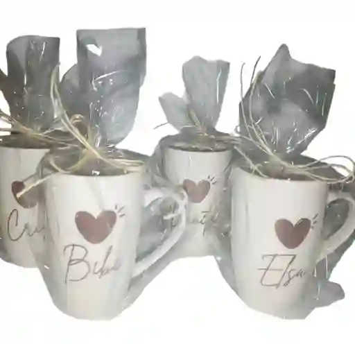 Mugs Corazón Tinto X 4