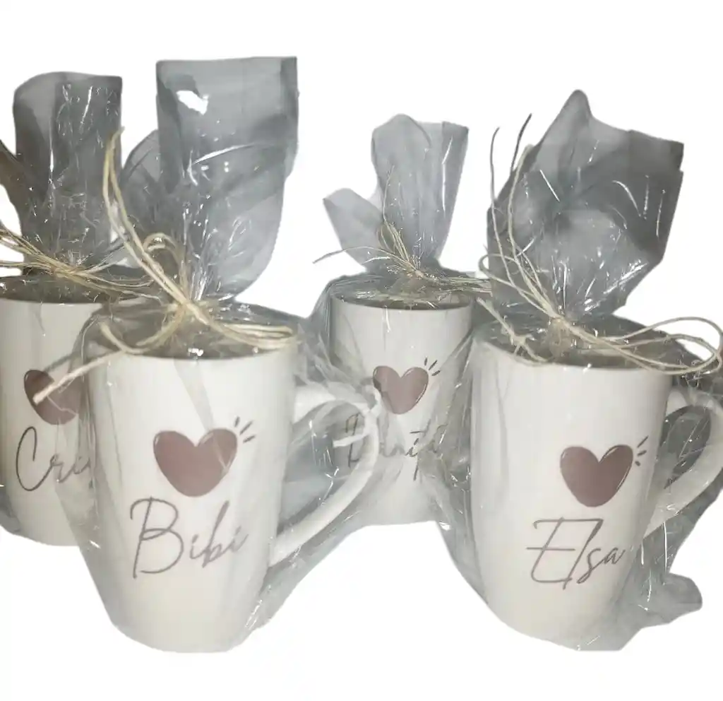 Mugs Corazón Tinto X 4