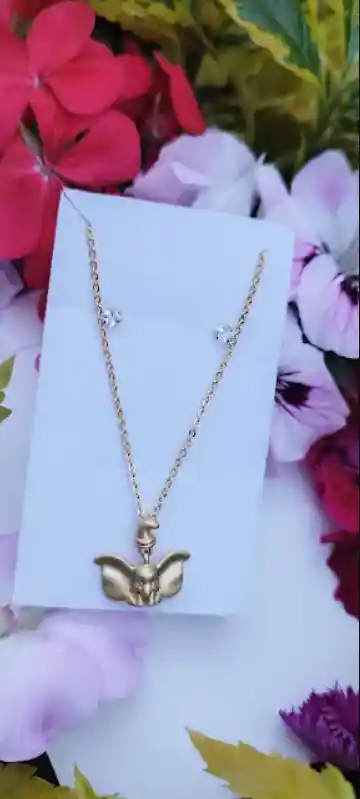 Juego Cadena Y Aretes Diseño Dumbo