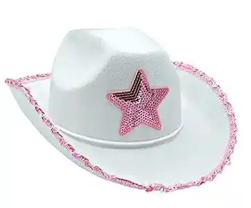 Sombreros De Vaquero Con Estrella, Blanco Con Rosado - Halloween