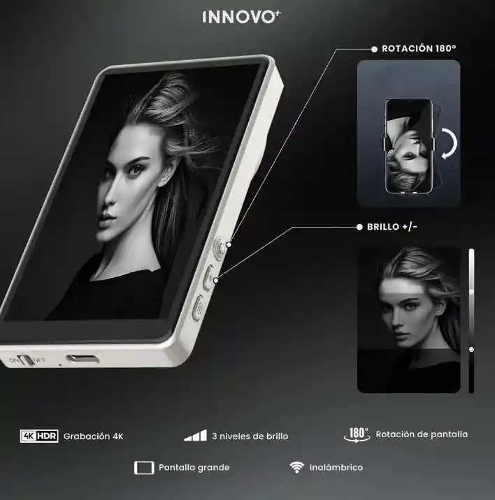 Pantalla Portátil Inalámbrica Para Selfies Y Vlogs 4k Con Control Remoto