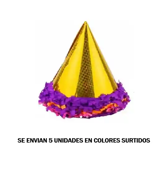 Gorro Metalizado X 5 Und Colores Surtidos Cumpleaños Navidad Año Nuevo