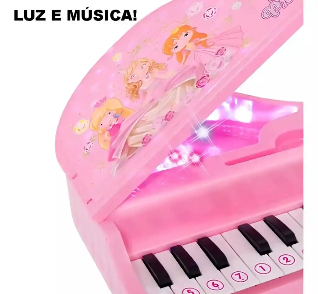 Piano De Juguete Pink Princesses Con Luces Led Rosa