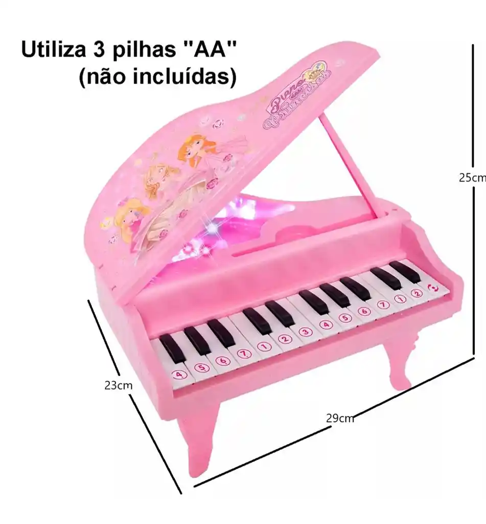 Piano De Juguete Pink Princesses Con Luces Led Rosa