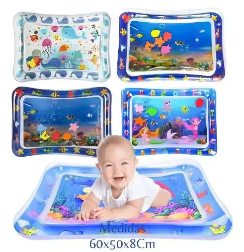 Colchoneta Tapete De Agua Inflable Estimulación Para Bebes