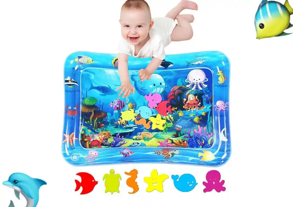 Colchoneta Tapete De Agua Inflable Estimulación Para Bebes