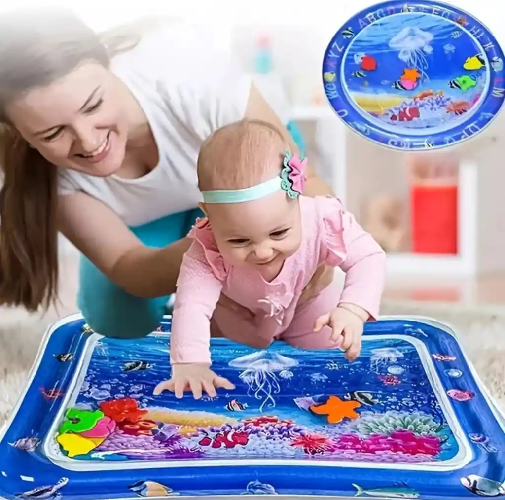 Colchoneta Tapete De Agua Inflable Estimulación Para Bebes