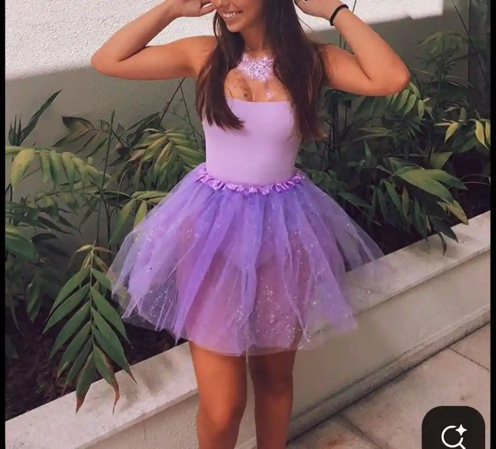 Tutú Falda Morado Mujer De Red Con Purpurina Y Lentejuelas Brillante Disfraz de halloween